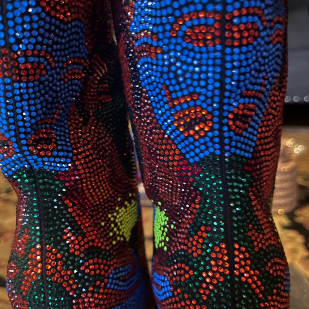 Colorful Rhinestone Ankle Boots - Picture 4 of 6